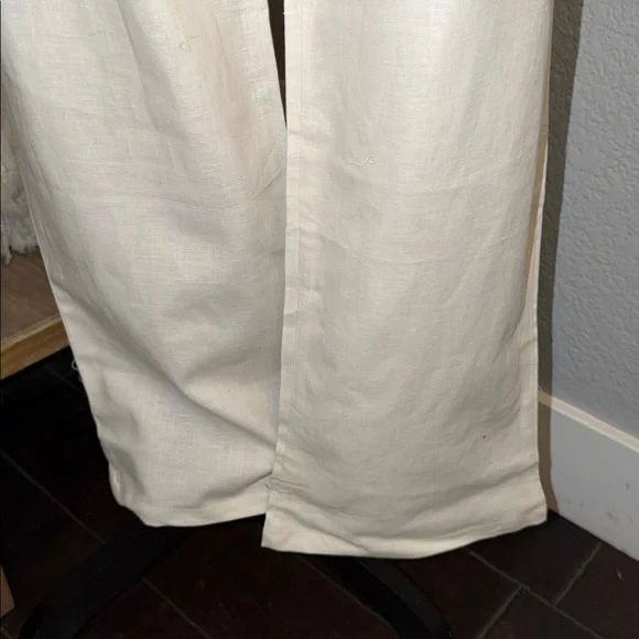 Banana Republic White Drawstring Linen Blend Wide Leg Resort Wear Pants Large - Picture 3 of 6